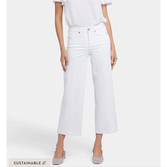 NYDJ  Teresa Wide Leg Ankle Jeans white cropped high rise 14 New - Picture 1 of 14